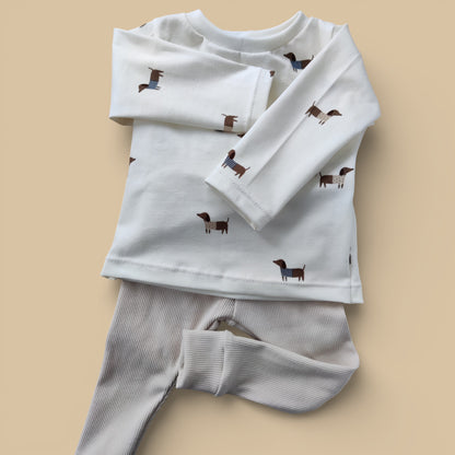 Långärmade Tax + RIBBADE Leggings storlek 68