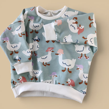 Oversized Tröja Silly Goose + BREDA RIBBADE Leggings storlek 80